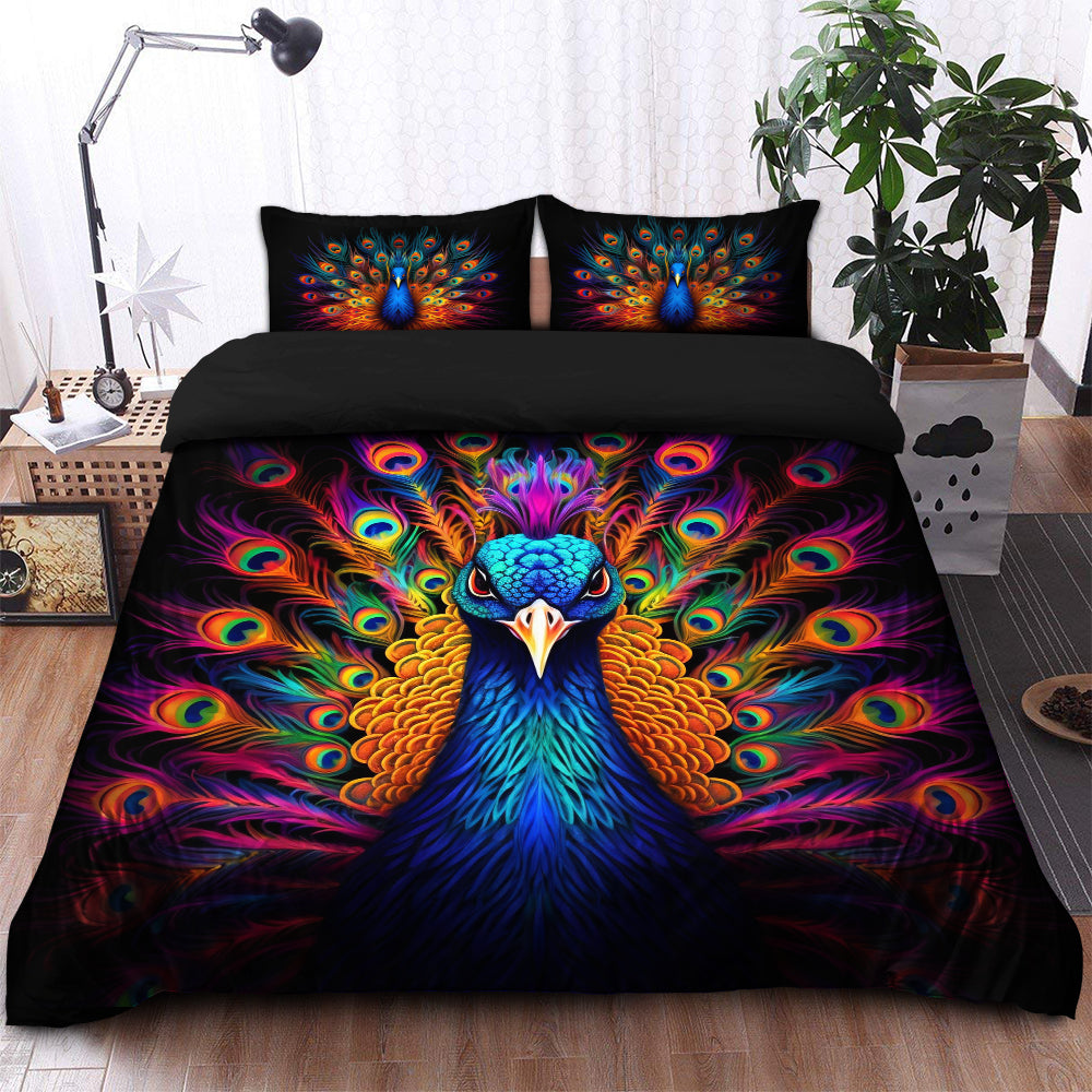 Peacock Duvet Cover Bedding Set with 2 Matching Pillowcases