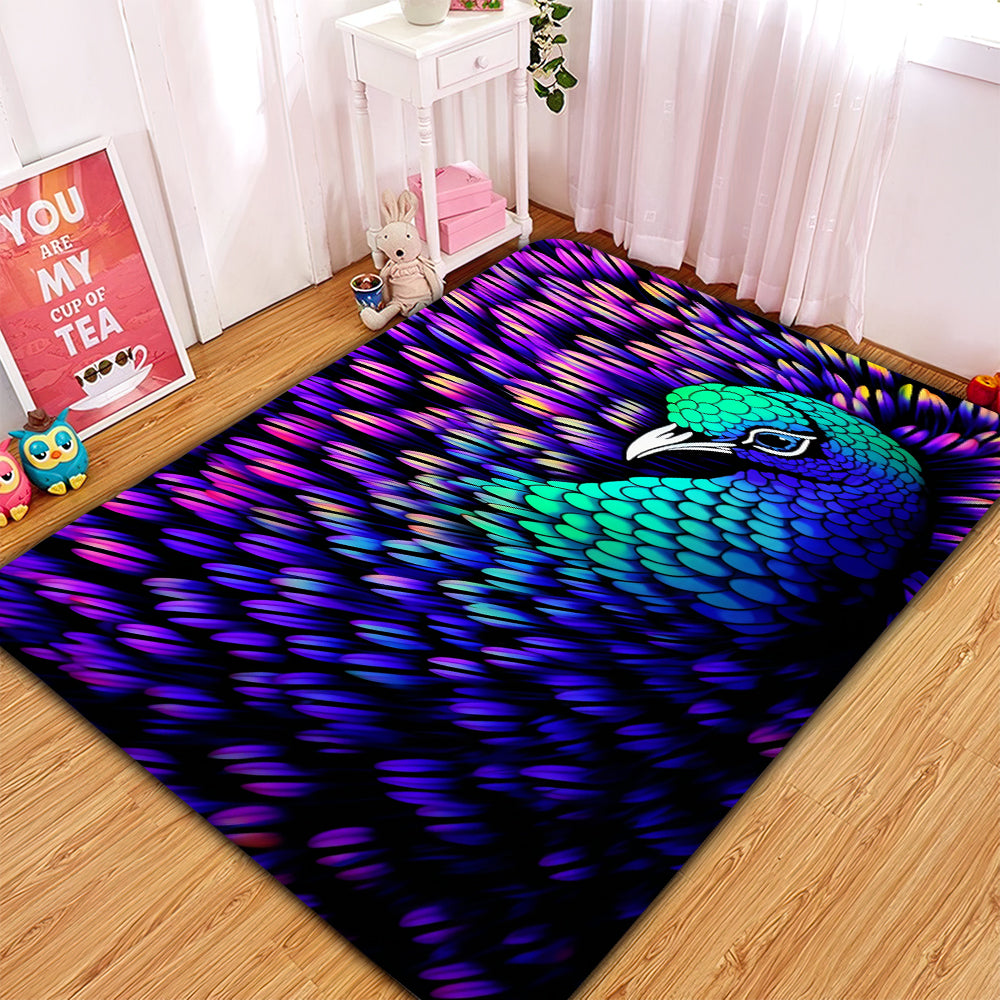 Peacock Design Area Rug for Home Room Decor  Peacock