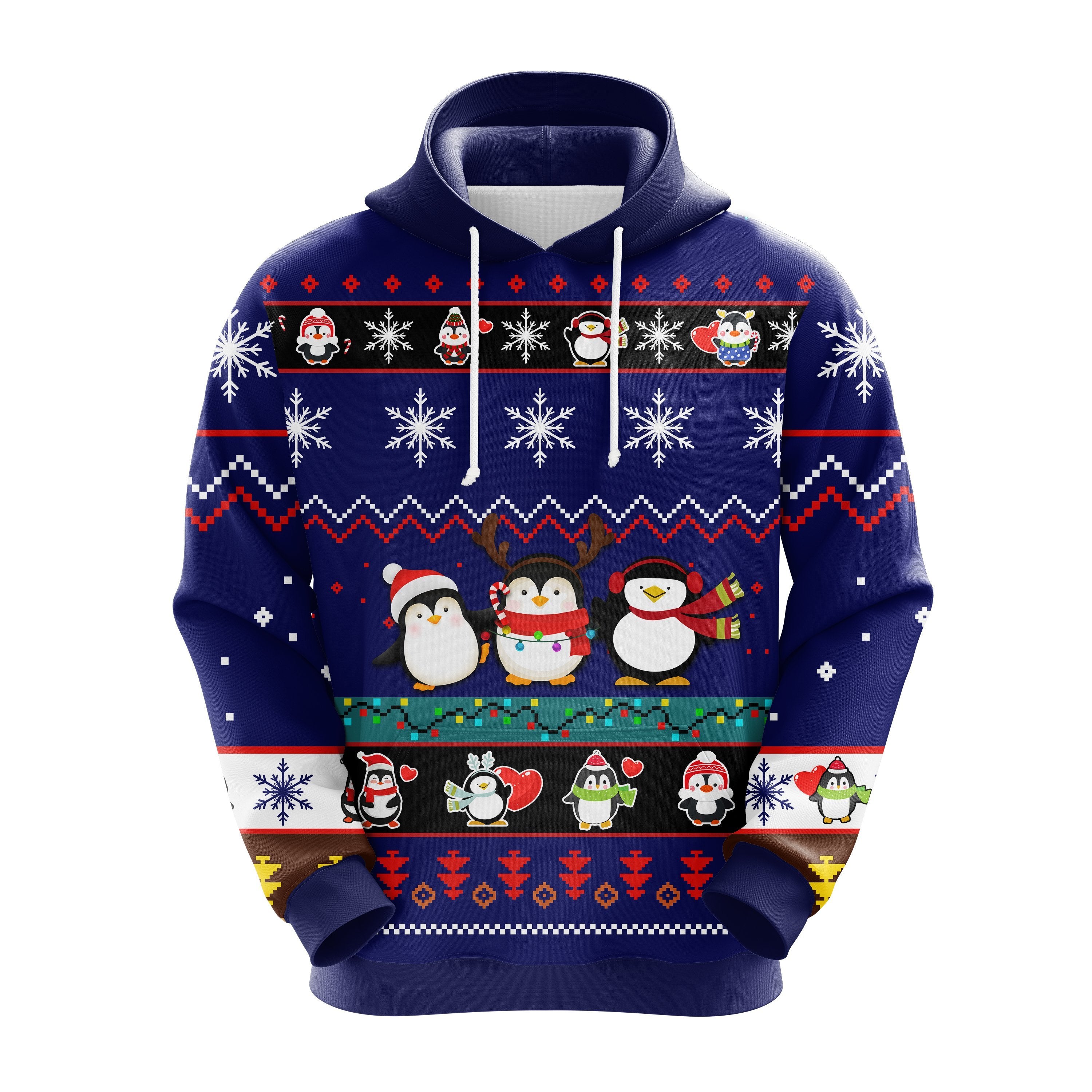 Cute Penguins Christmas Hoodie Red - Amazing Thanksgiving Gift Idea