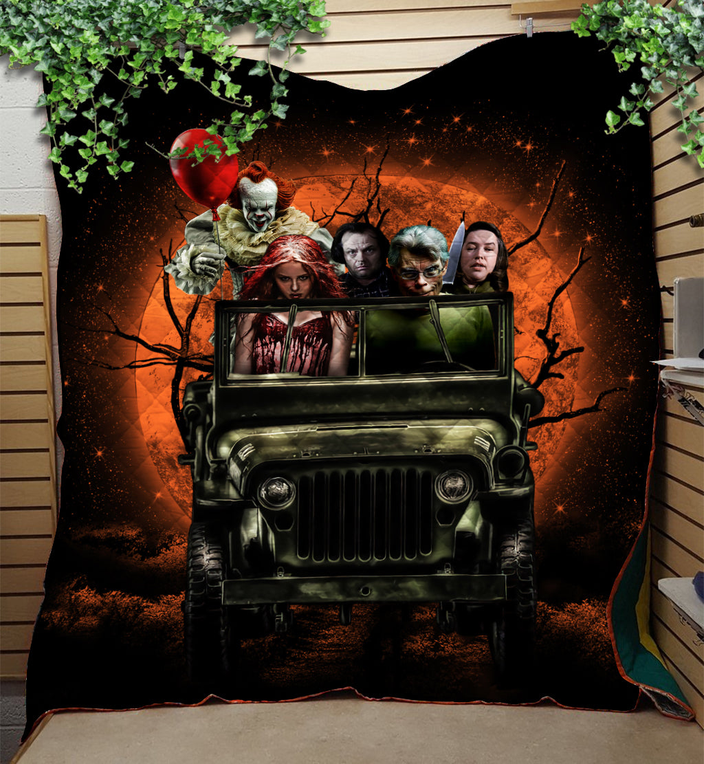 Pennywise Halloween Quilt Blanket with Friends for Cozy Sleep