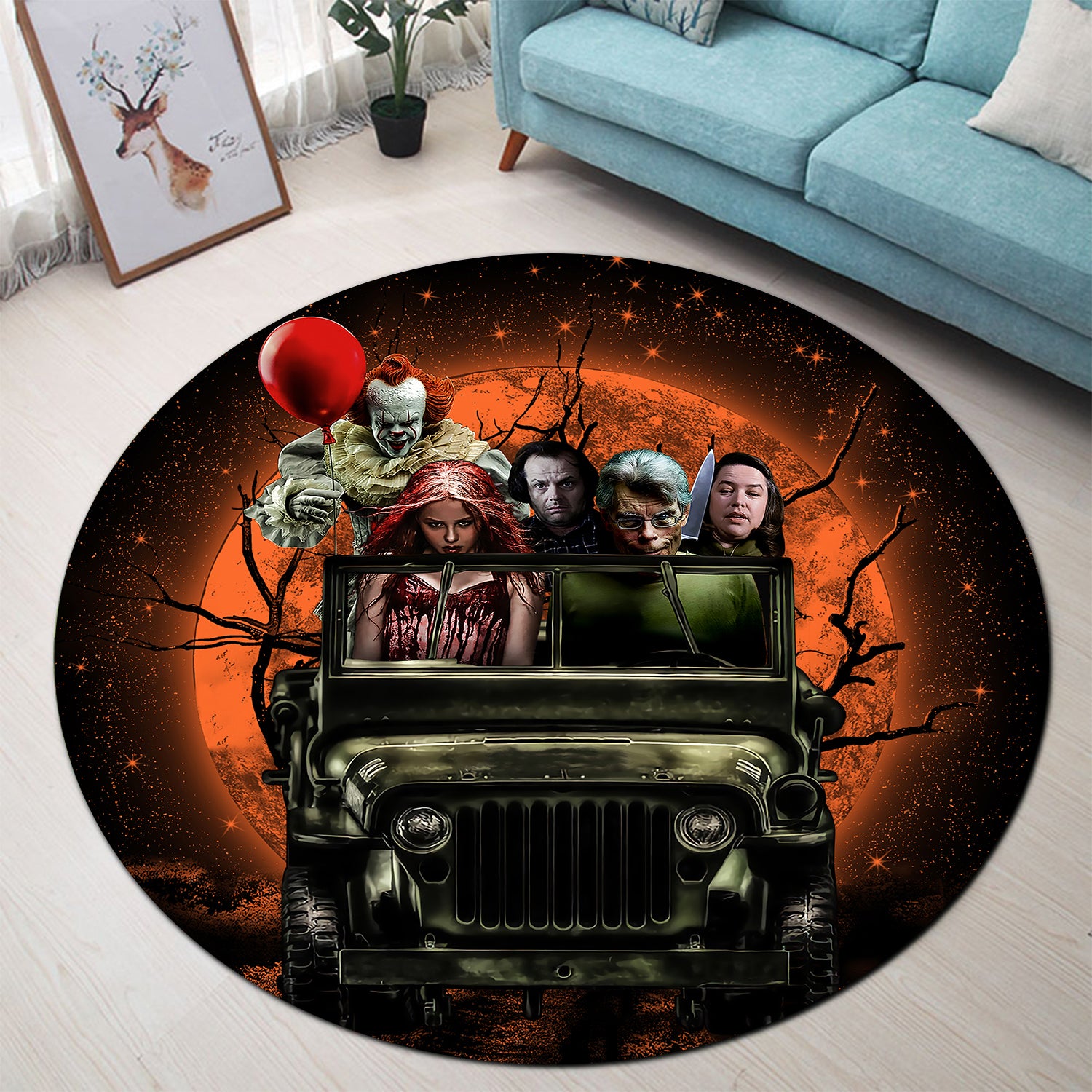 Pennywise Halloween Moonlight Rug for Bedroom Living Room Decor