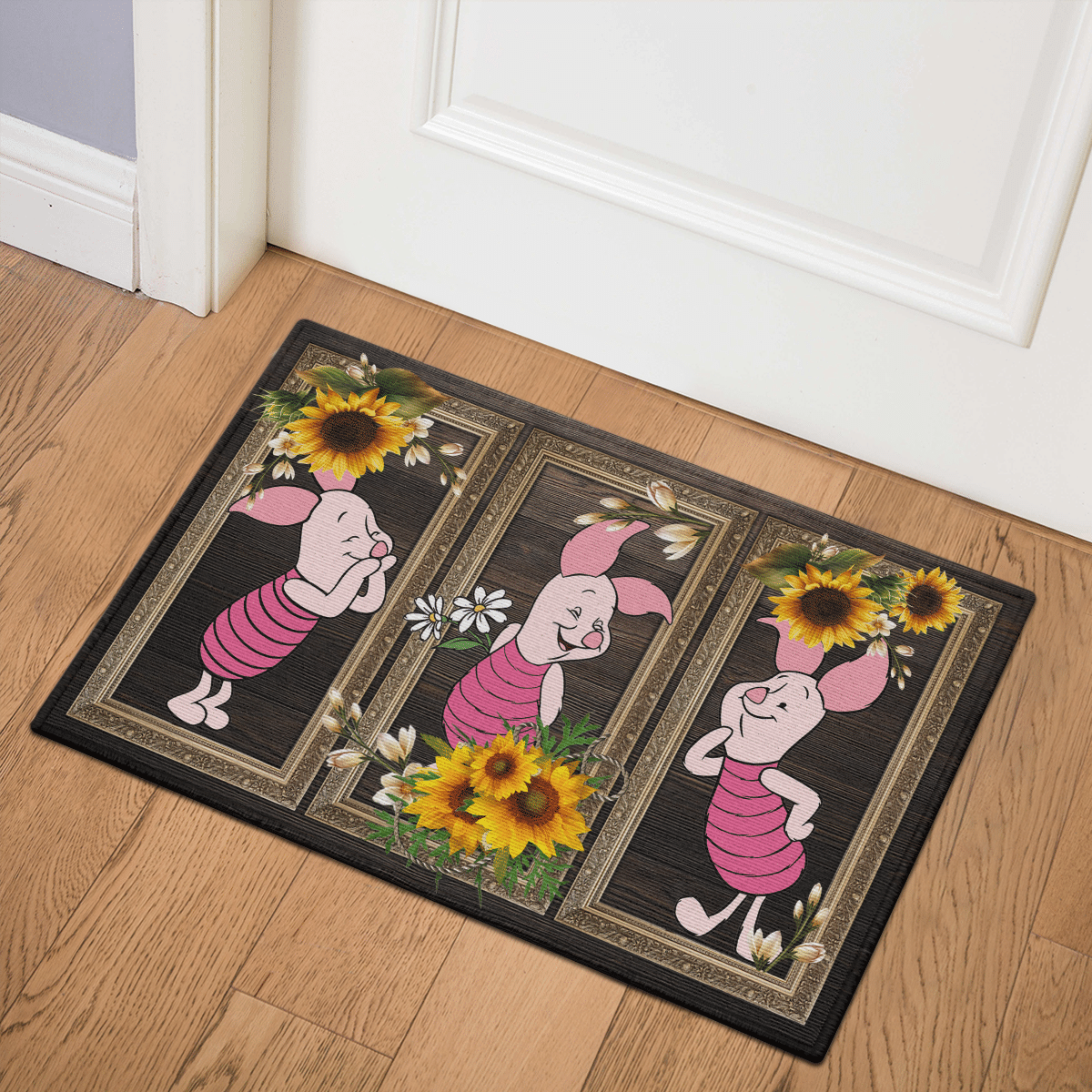 Sunflower Piglet Door Mat for Bathroom & Home Decor