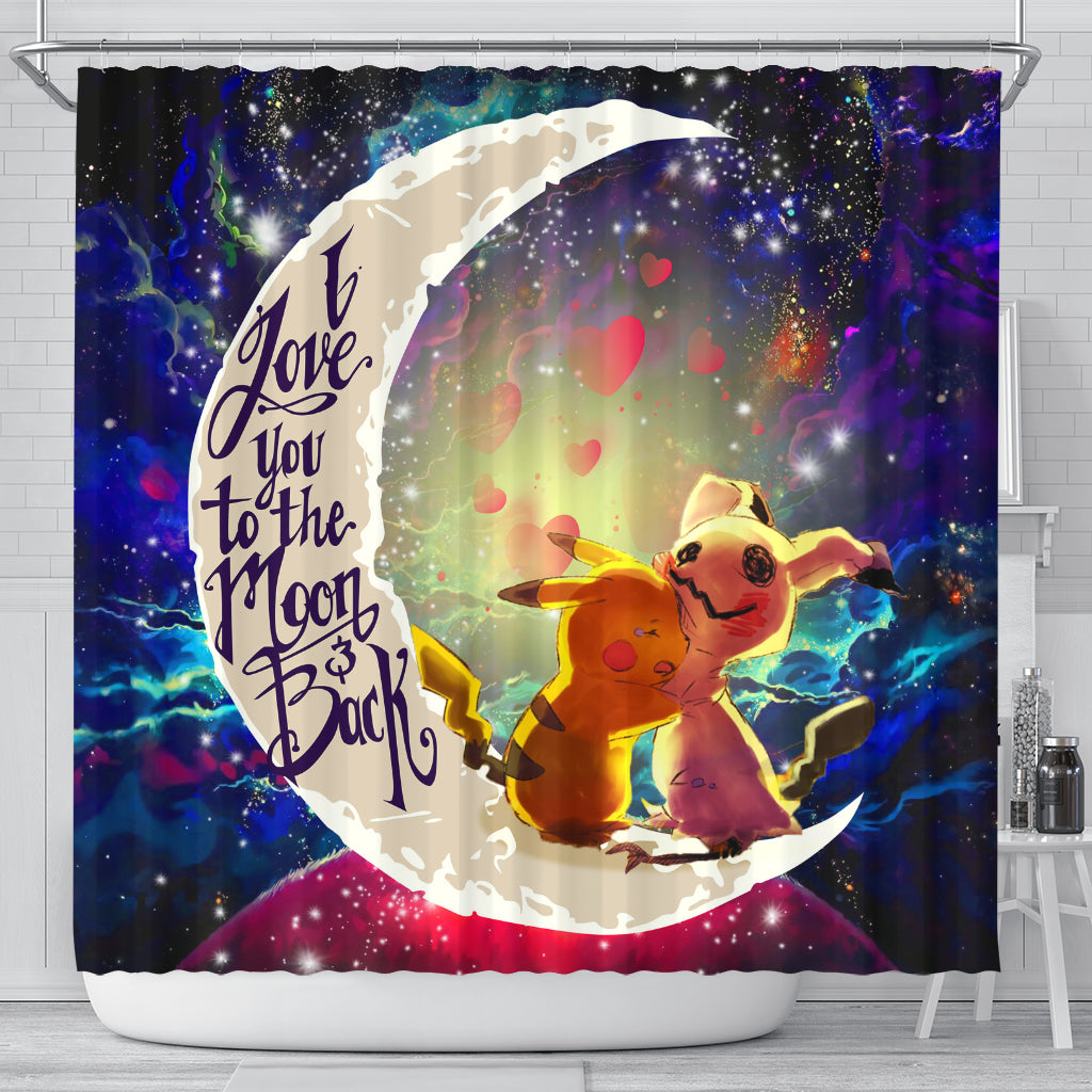 Pikachu Mimikyu Love You To The Moon Galaxy Shower Curtain
