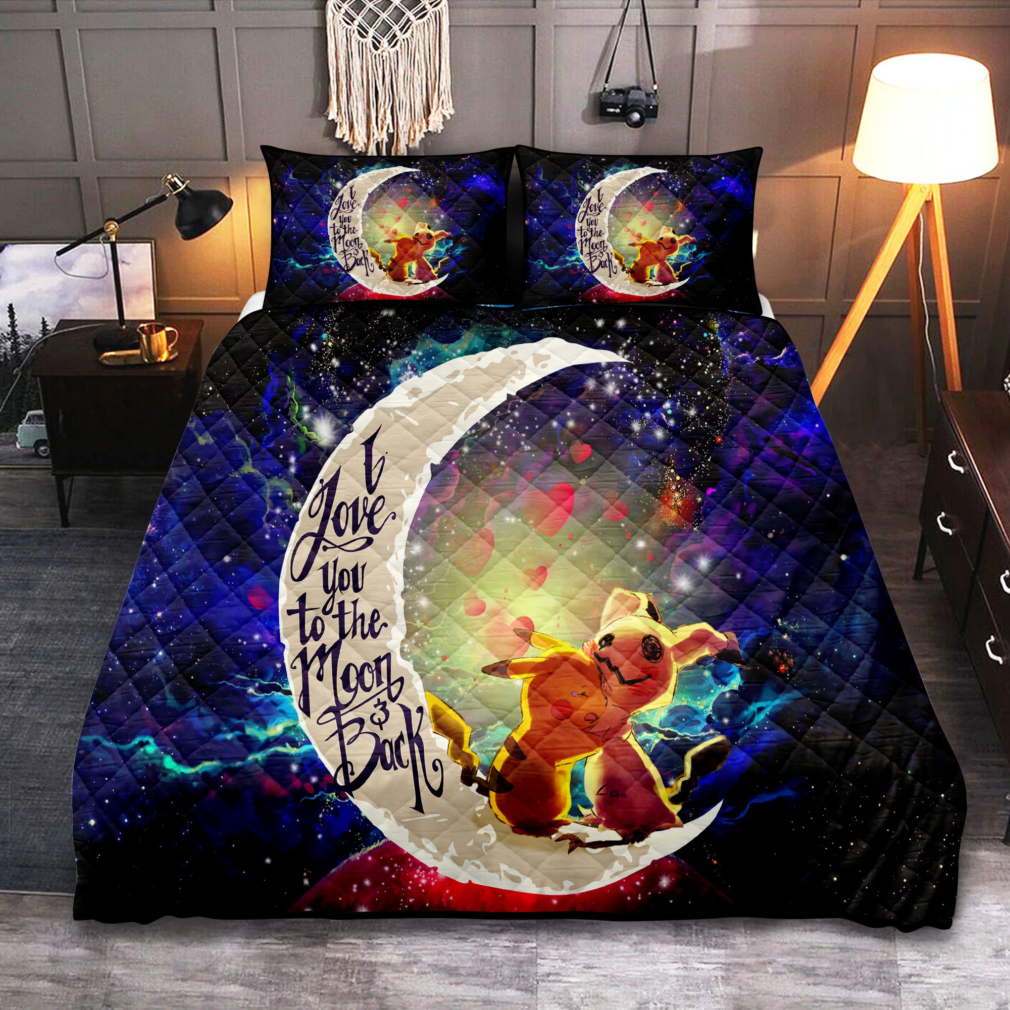 Pikachu Galaxy Quilt Bed Sets - Love You to the Moon Horror Theme