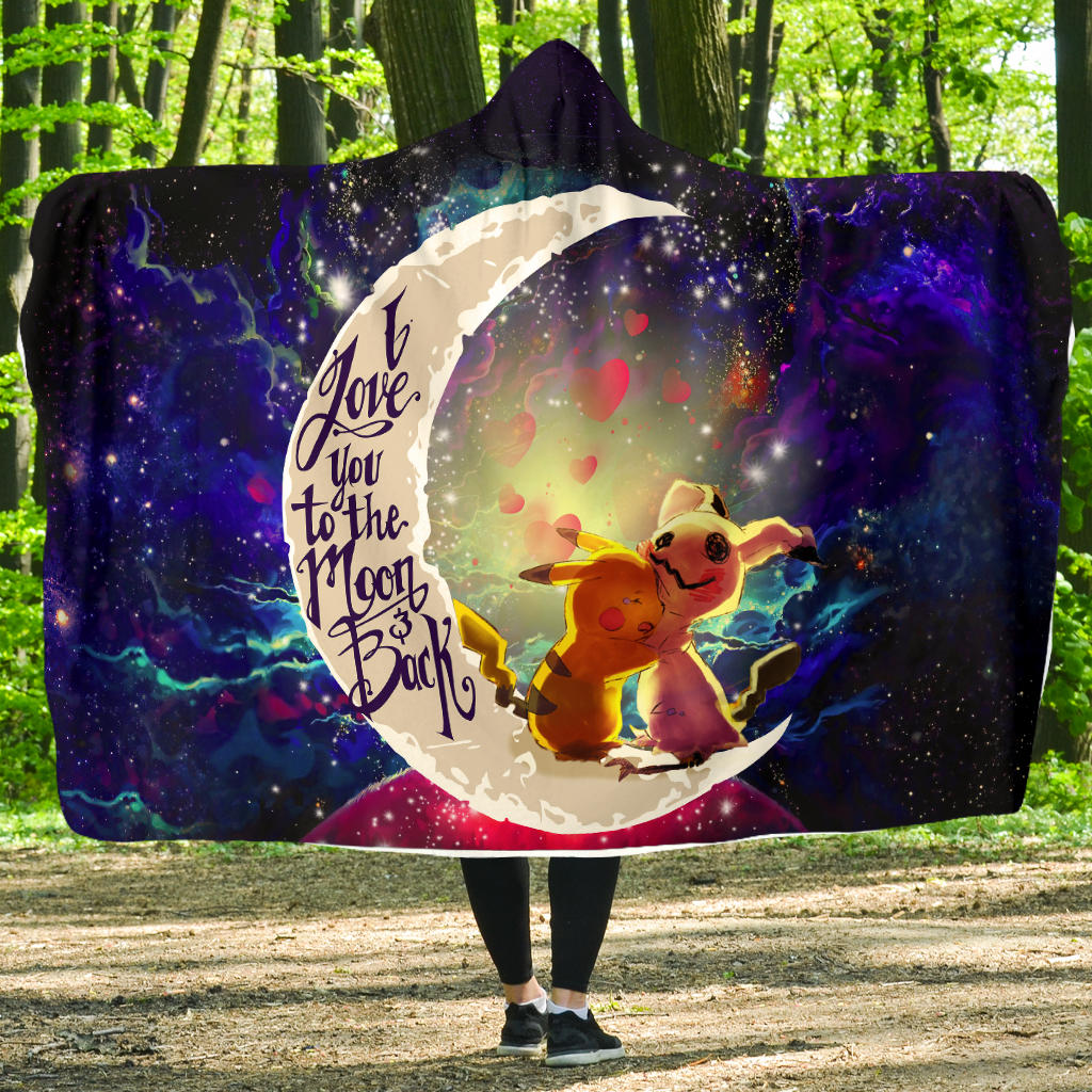 Pikachu Love You To The Moon Galaxy Hooded Blanket Economy Size