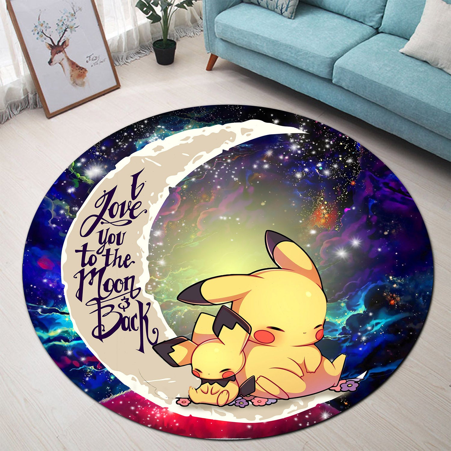 Pikachu Galaxy Round Carpet Rug for Bedroom and Living Room Decor