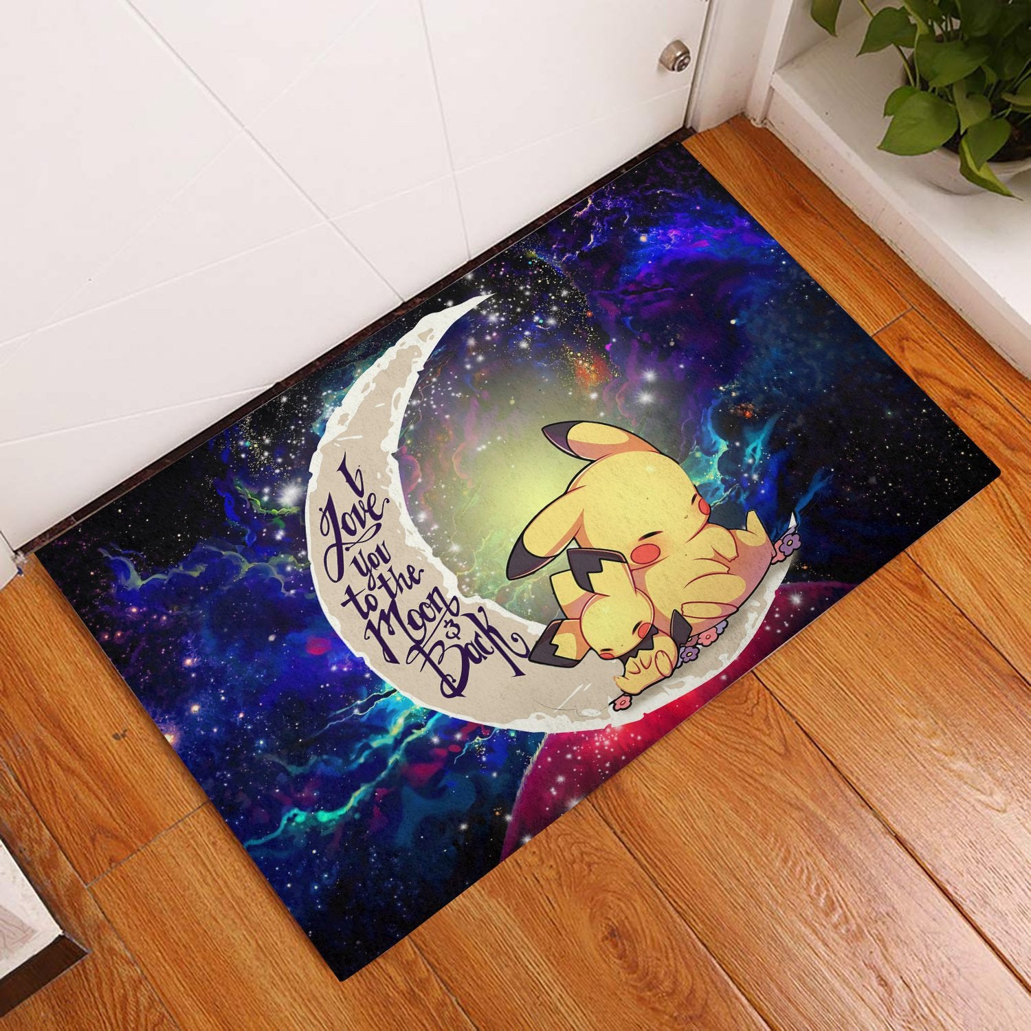 Pikachu Pokemon Galaxy Doormat - Sleep Love You To The Moon Decor