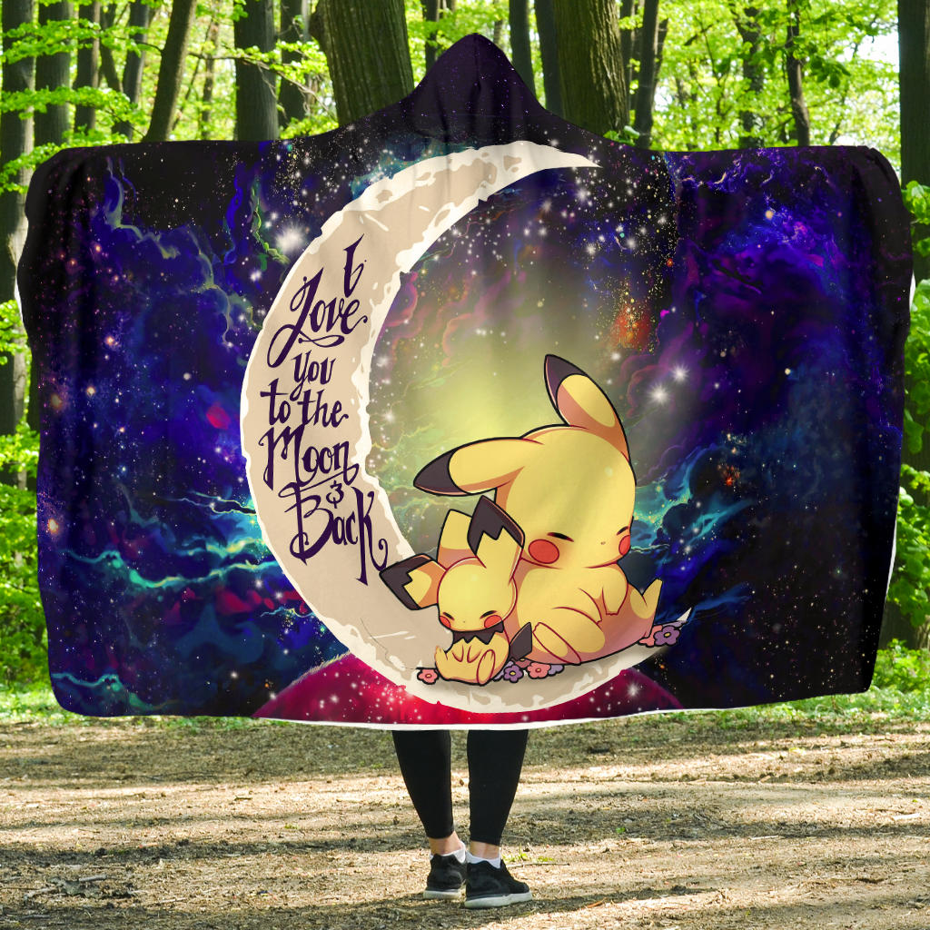 Pikachu Pokémon Love You To The Moon Galaxy Hooded Blanket