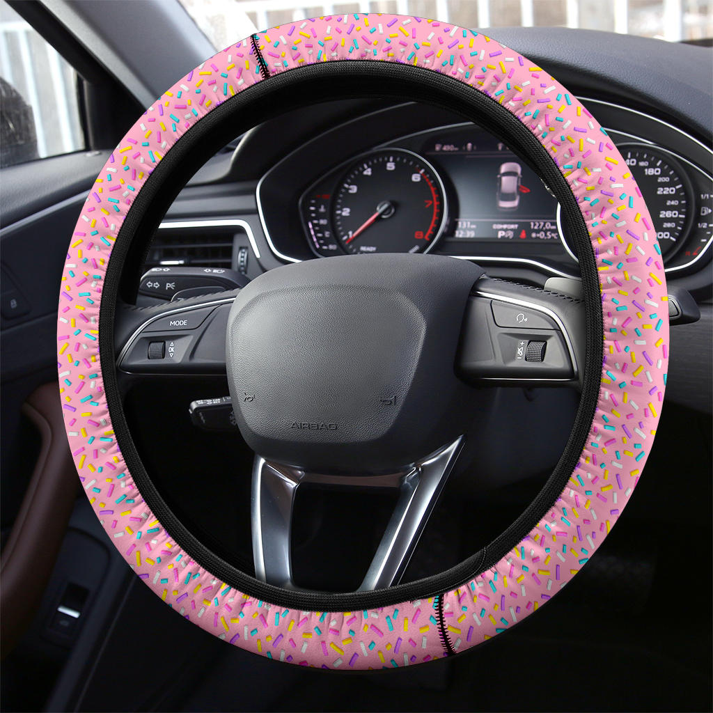 Premium Pink Donut Steering Wheel Cover for Cars Pink