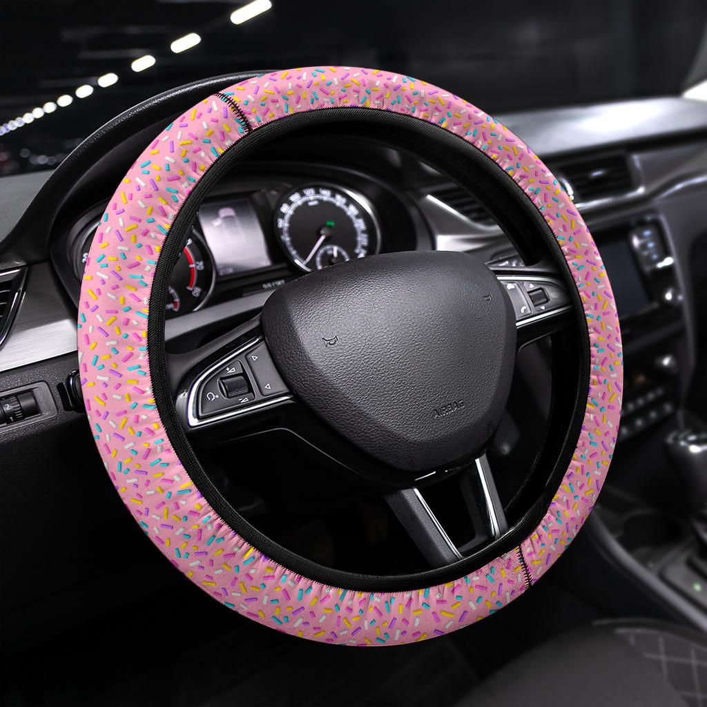 Premium Pink Donut Steering Wheel Cover for Cars Pink