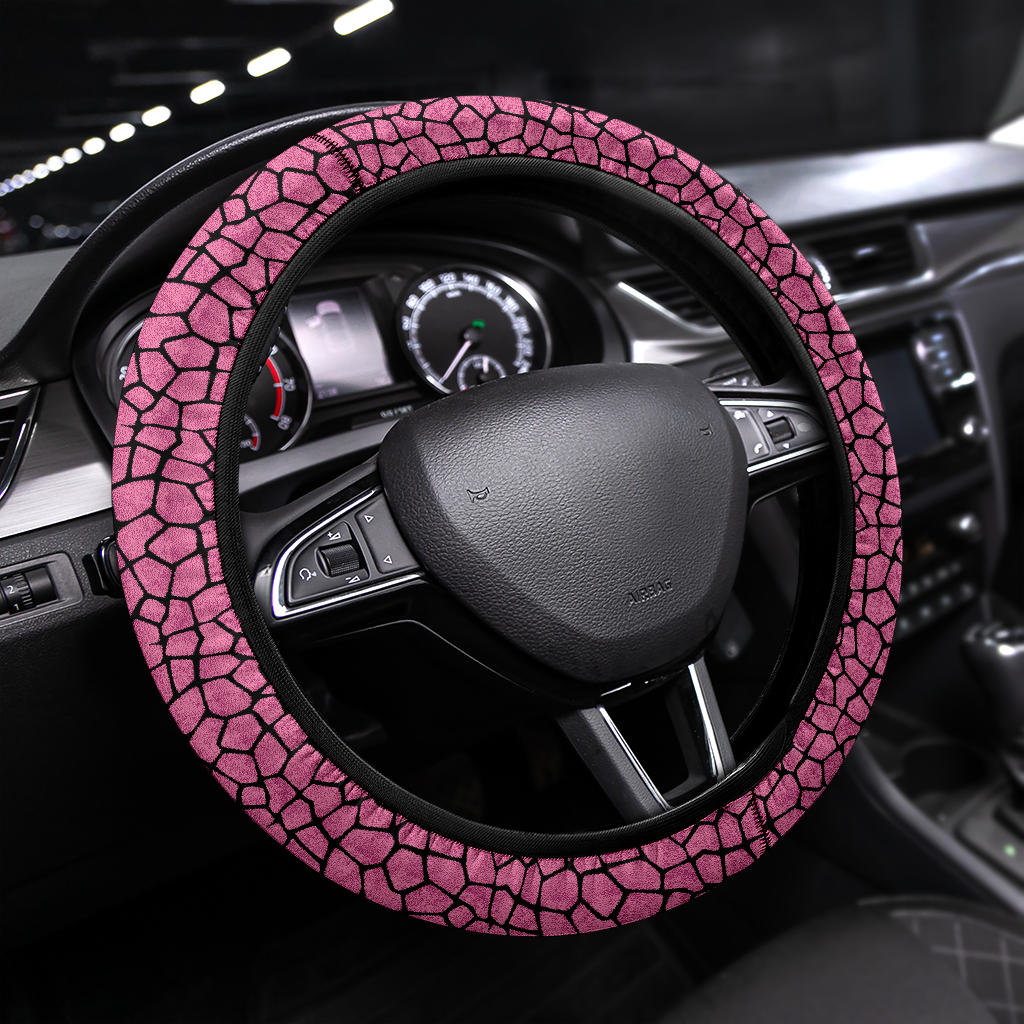 Premium Pink Giraffe Steering Wheel Cover for Cars