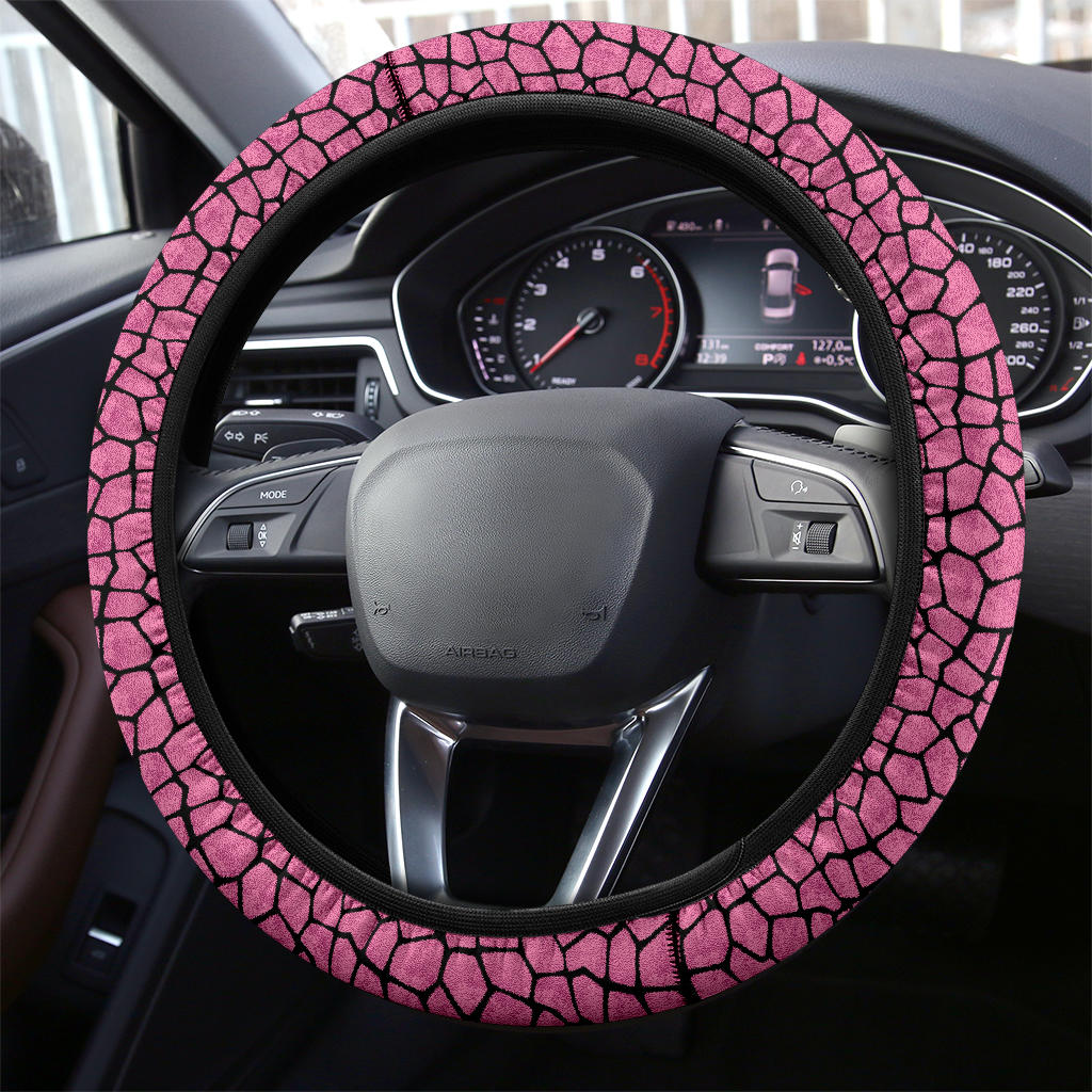 Premium Pink Giraffe Car Steering Wheel Cover