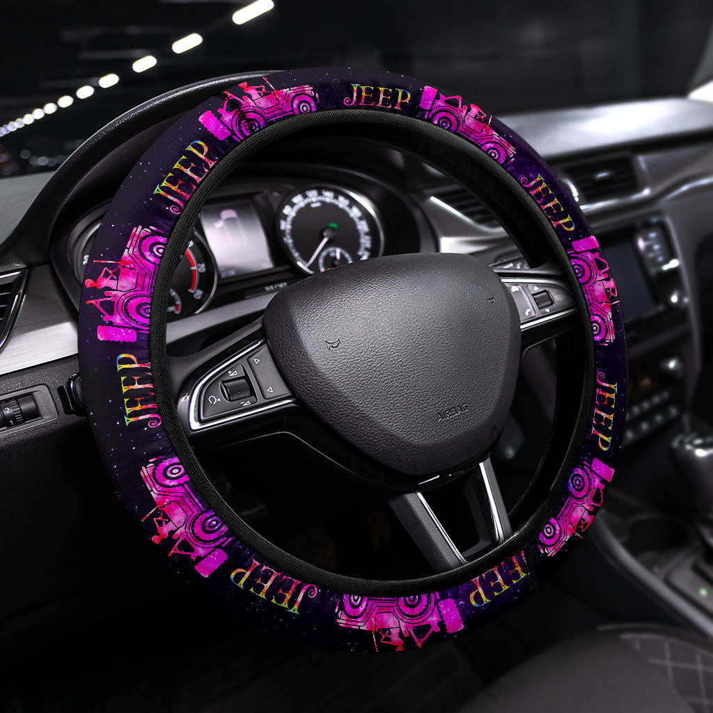 Pink Jeep Girl Galaxy Car Steering Wheel Cover for Girls