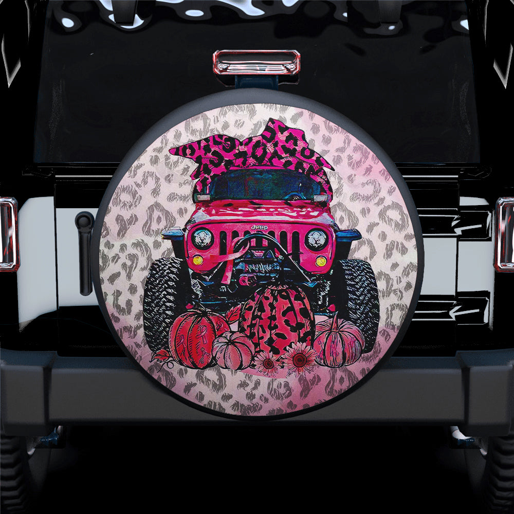 Pink Jeep Gift for Campers - October Jeep Car Spare Tire Cover