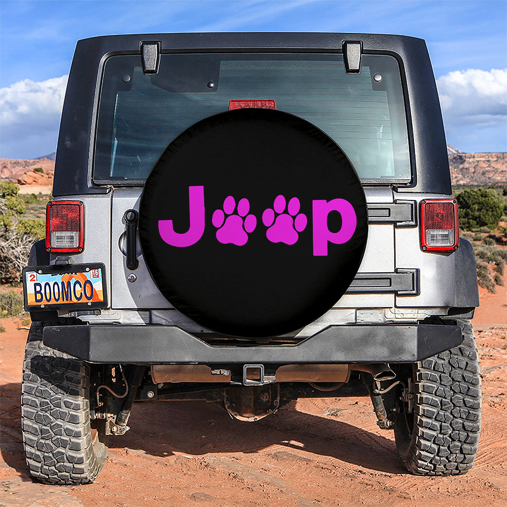 Pink Jeep Dog Paws Spare Tire Covers for Campers and Outdoor Use