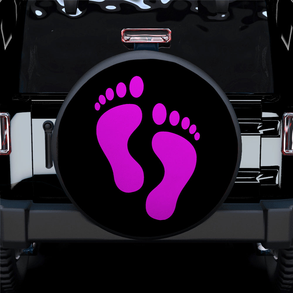 Pink Print Foot Jeep Spare Tire Covers - Perfect Gift for Campers