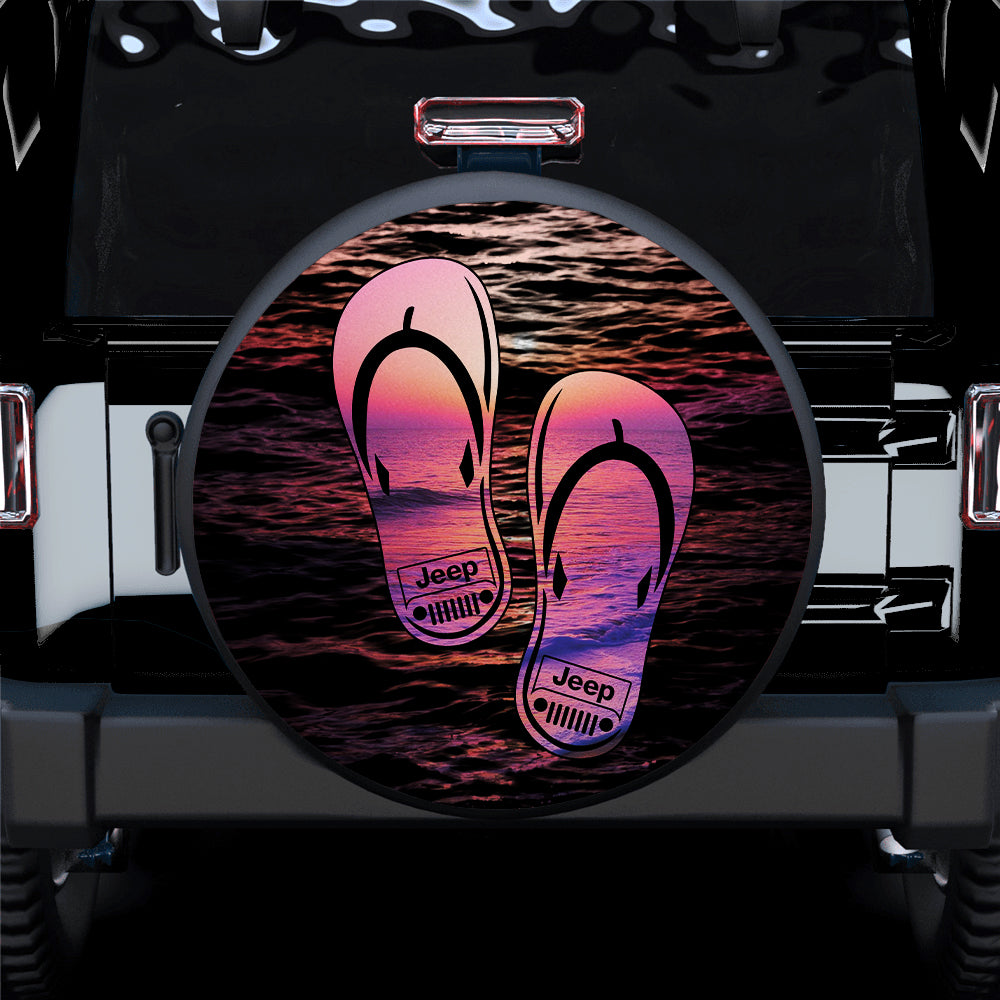 Tropical Beach Sunset Pink Wave Women Flip Flops Sandals for Campers