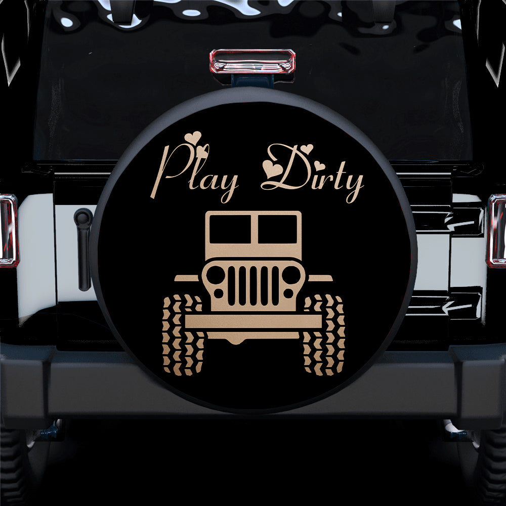 Cream White Jeep Spare Tire Cover - Play Dirty Gift for Campers