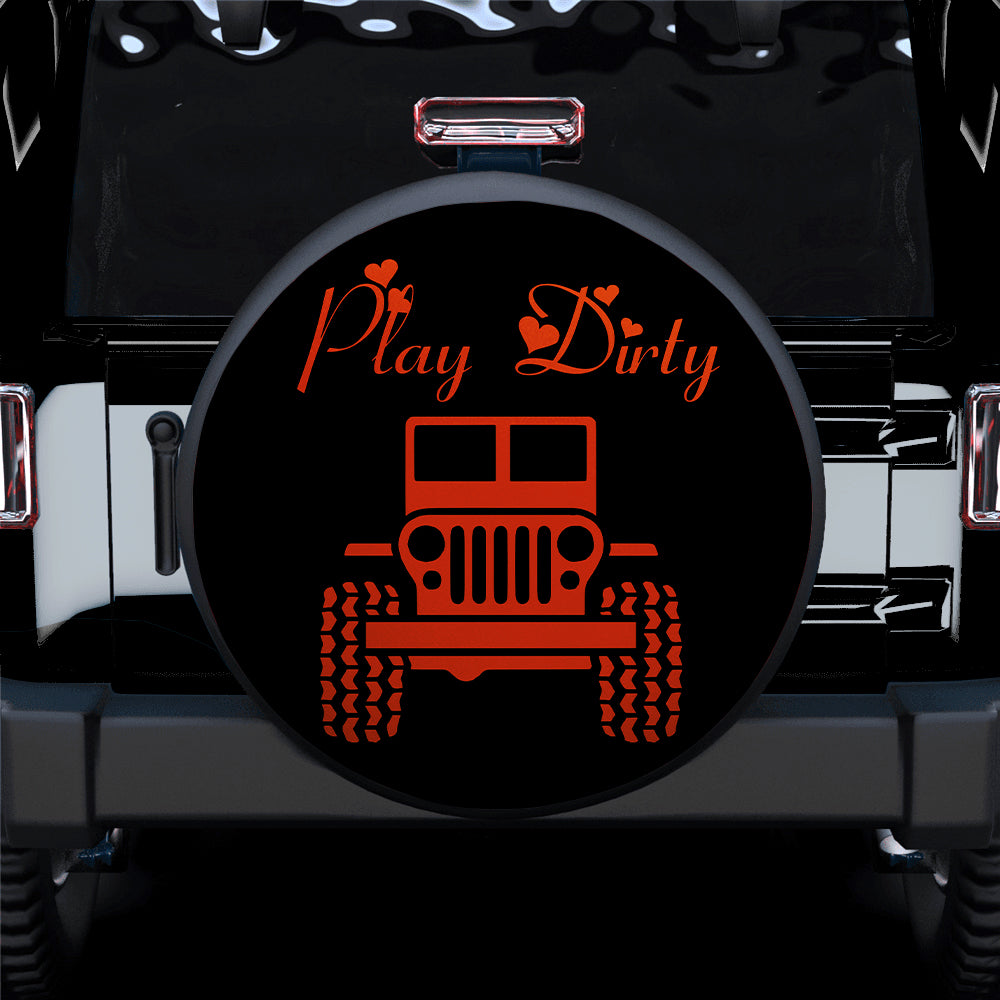 Orange Jeep Girl Car Spare Tire Covers - Play Dirty Gift for Campers
