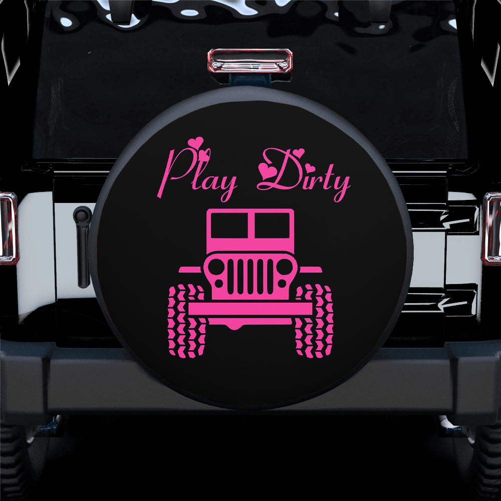 Play Dirty Pink Jeep Car Spare Tire Cover for Camping Adventures