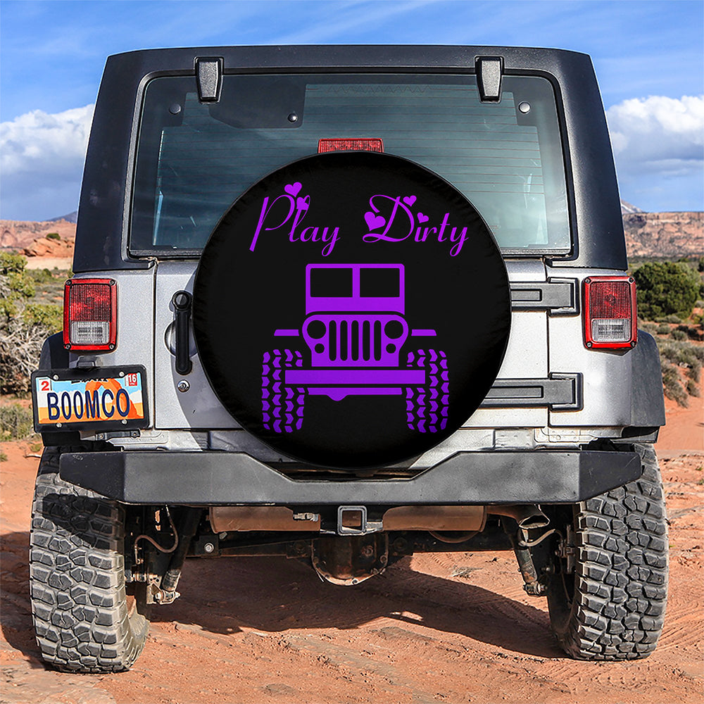 Purple Jeep Spare Tire Cover - Play Dirty Gift for Campers