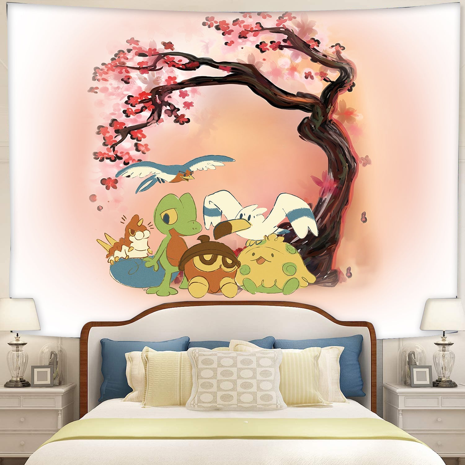 Pokemon Cherry Blossom Tapestry – Japanese Style Room Decor