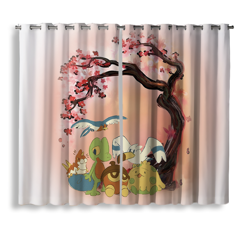 Pokemon Cherry Blossom Window Curtain - Japan Style Home Decor