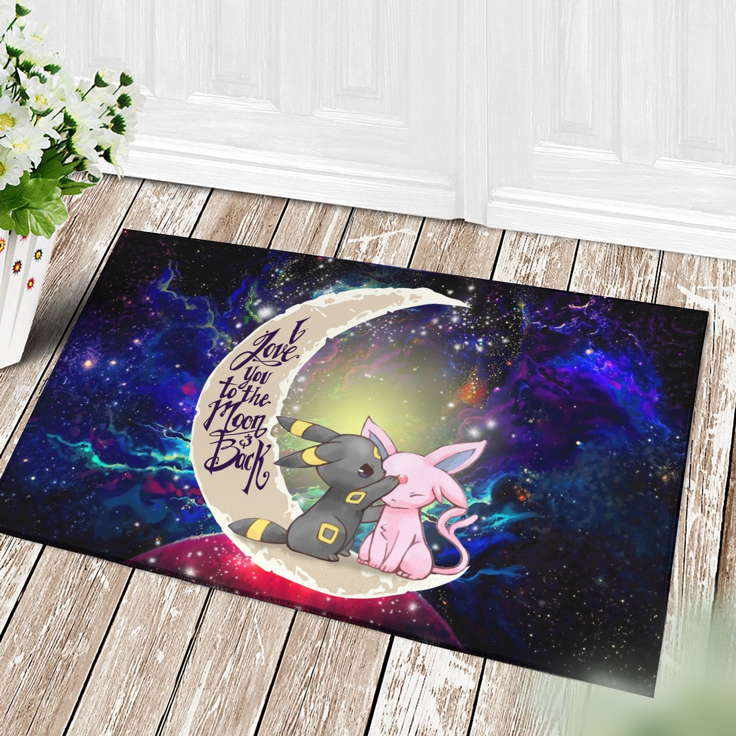 Espeon Umbreon Pokemon Love You To The Moon Galaxy Doormat Home Decor