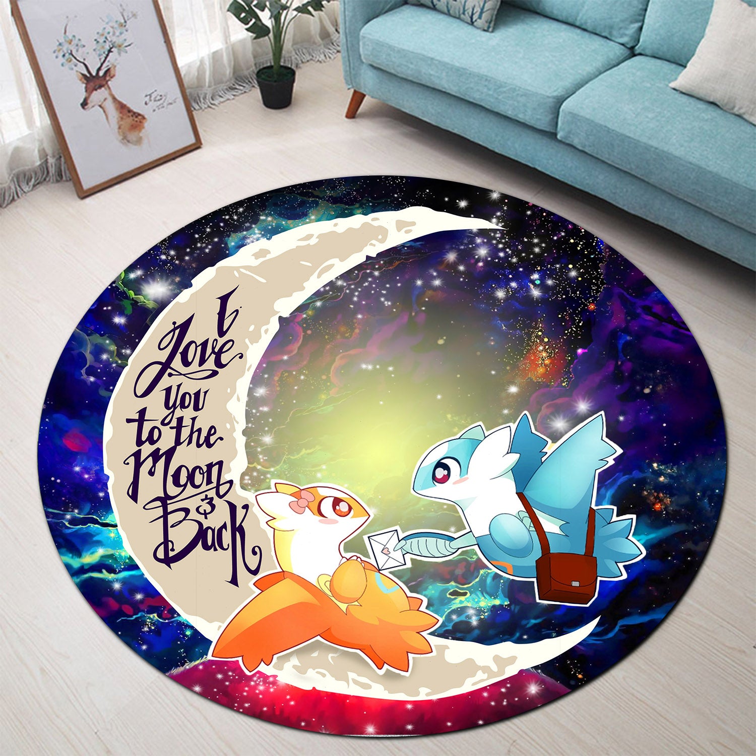 Pokemon Latios Latias Couple Love You To The Moon Round Carpet Rug