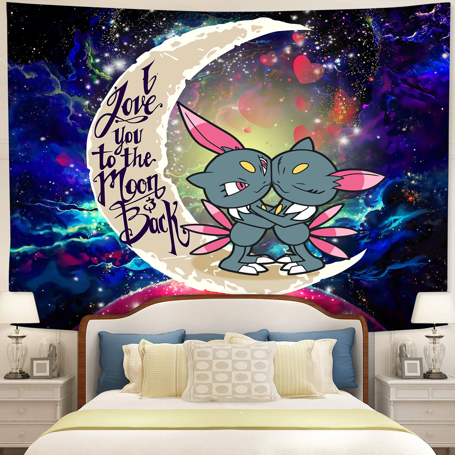 Pokemon Love You To The Moon Galaxy Tapestry Home Decor