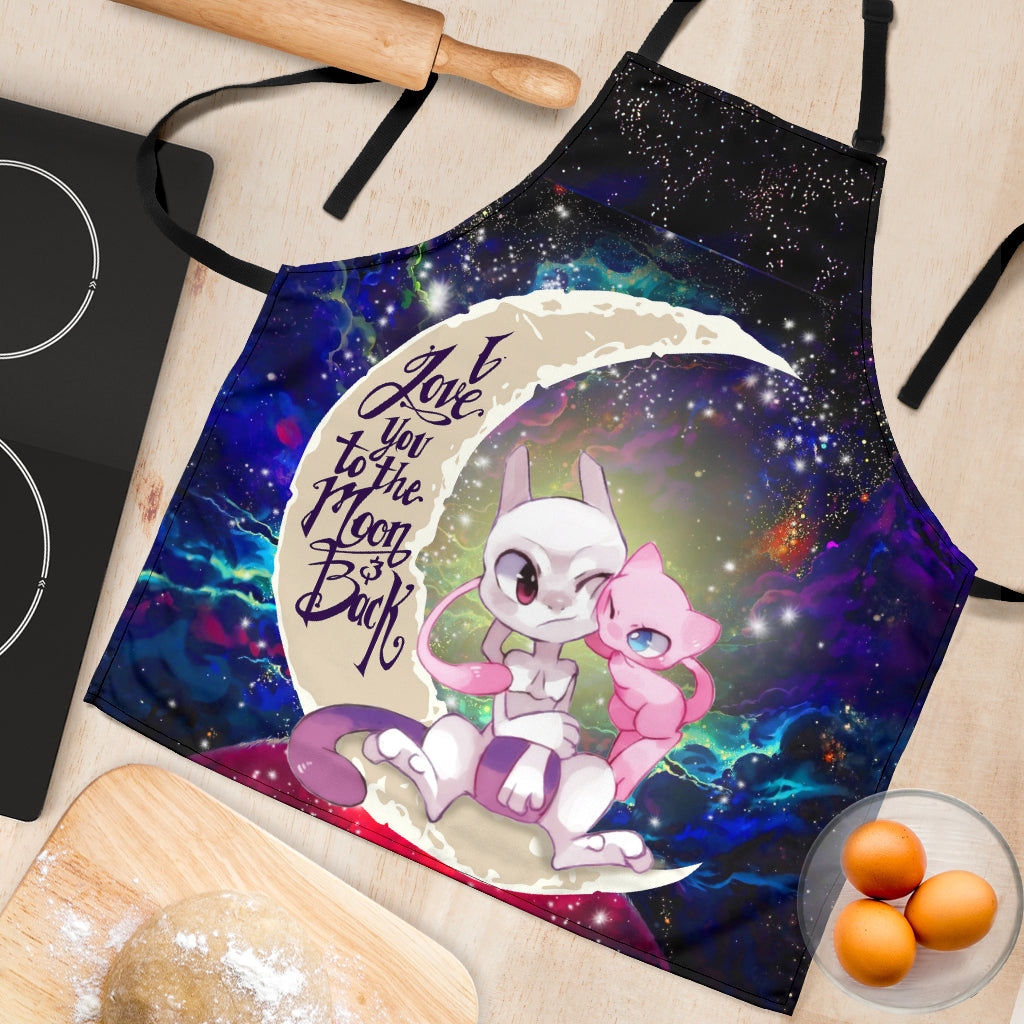 Mew Mewtwo Pokemon Love You To The Moon Custom Apron for Cooking