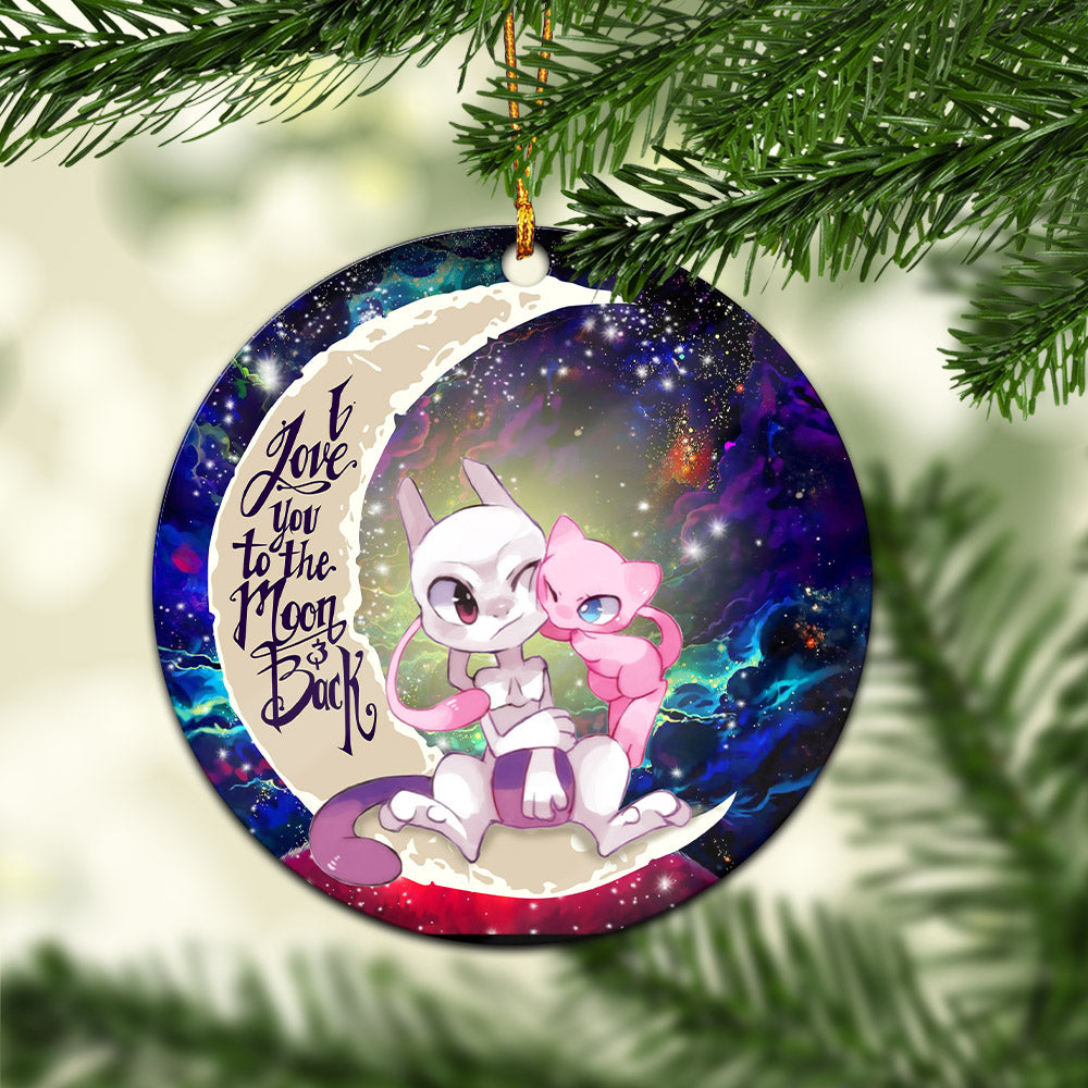 Mew Mewtwo Pokemon Love You To The Moon Galaxy Circle Ornament