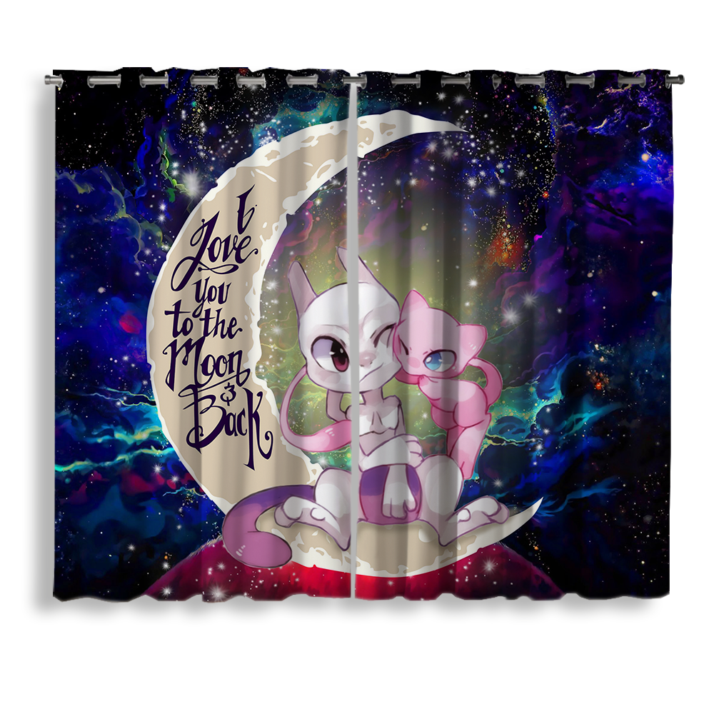 Pokemon Mew Mewtwo Love You To The Moon Galaxy Curtain