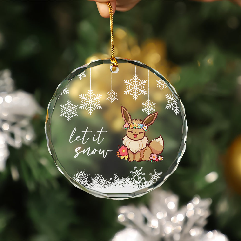 Cute Eevee Glass Ornament for Christmas Holiday Gift