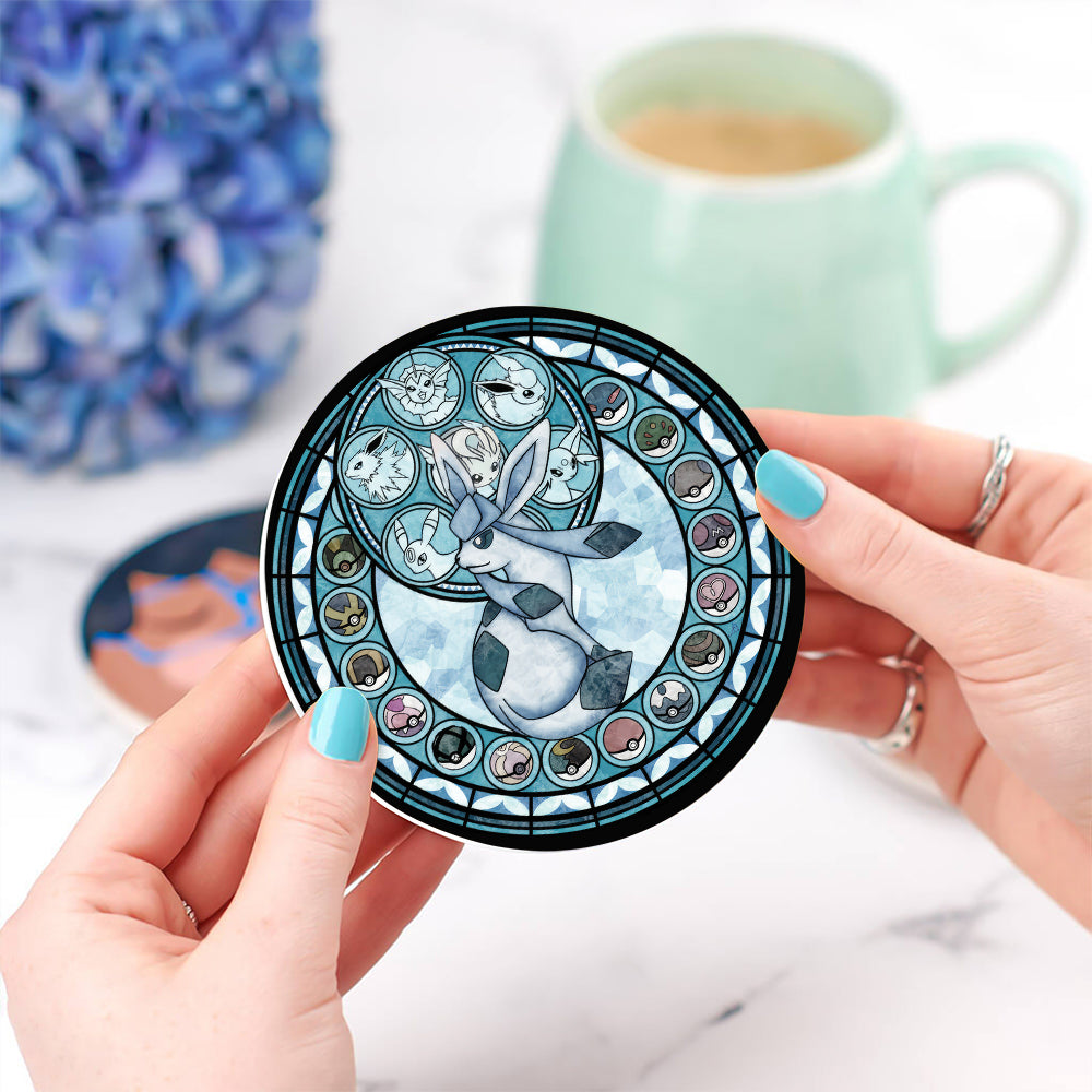 Eevee Evolutions Glaceon Pokemon  Drink Coasters