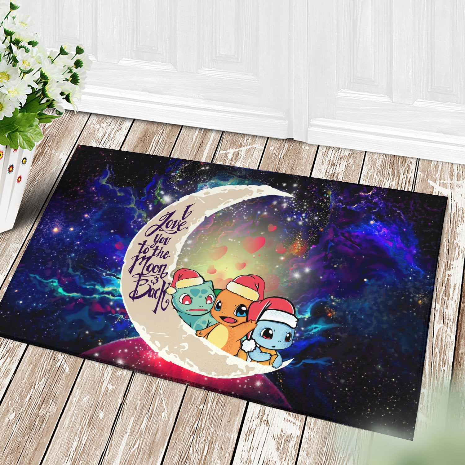 Pokemon Friends Gen 1 Galaxy Doormat Home Decor Love You To The Moon