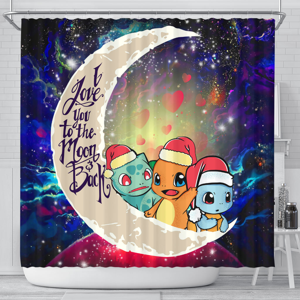 Pokemon Friends Gen 1 Shower Curtain - Love You To The Moon Galaxy
