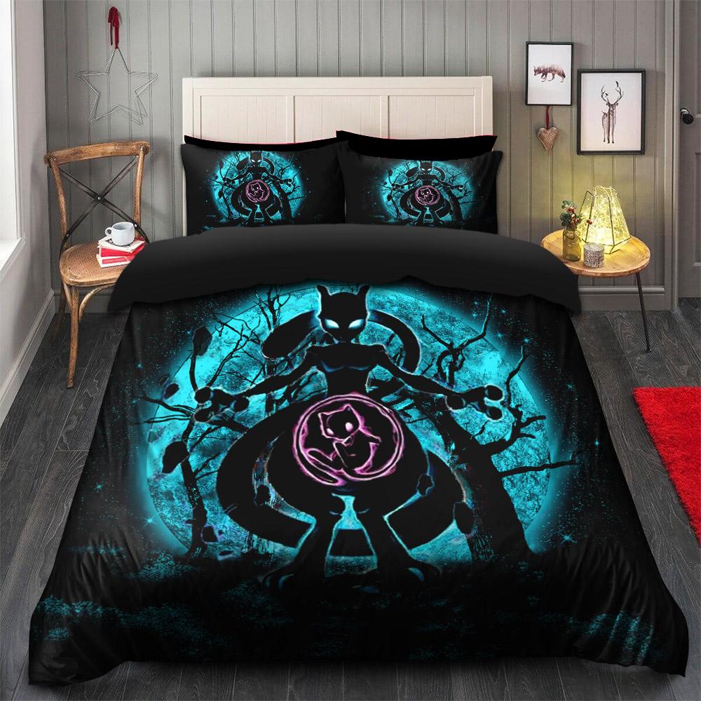 Mewtwo and Mew Pokemon Moonlight Bedding Set Duvet Cover & Pillowcases