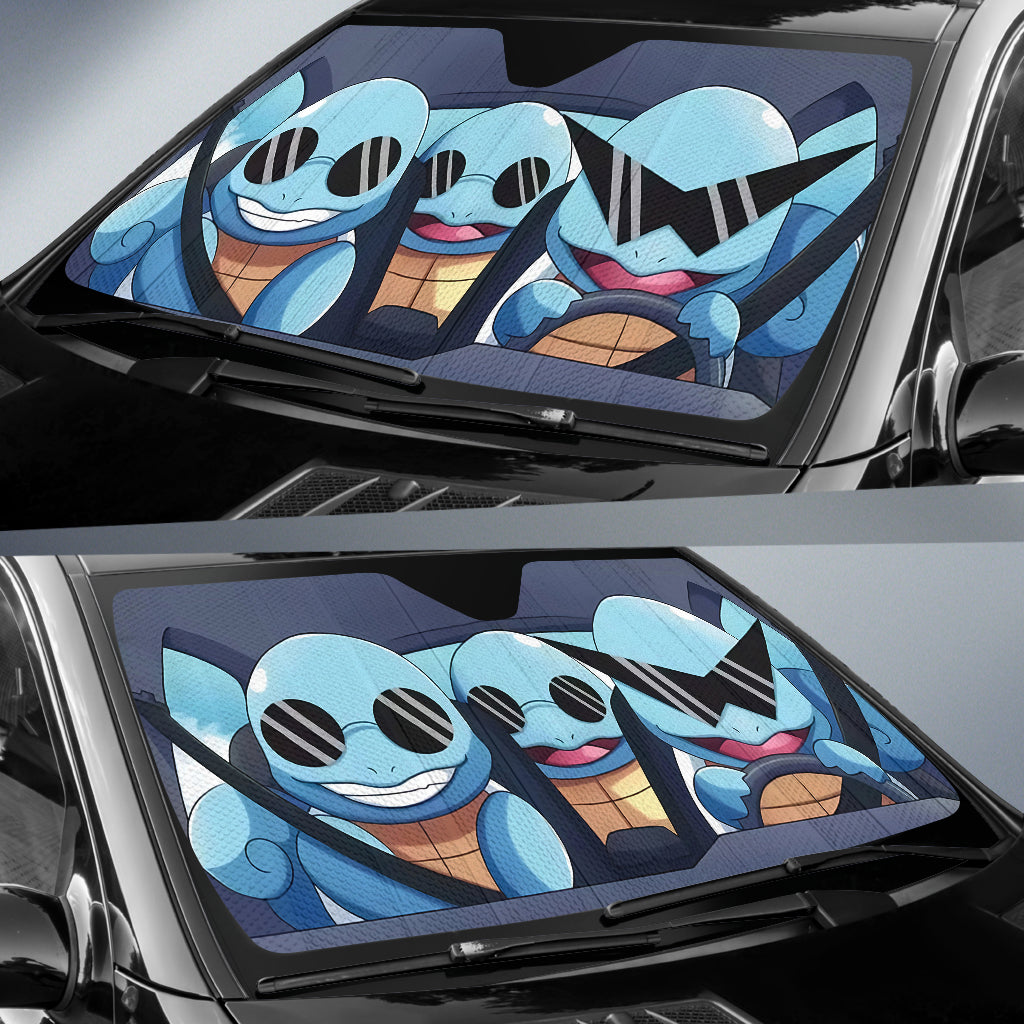 Cute Pokemon Squirtle Car Sun Shade Protector with Auto Window Block UV Ray Protection Auto Sunshades AnimeBape