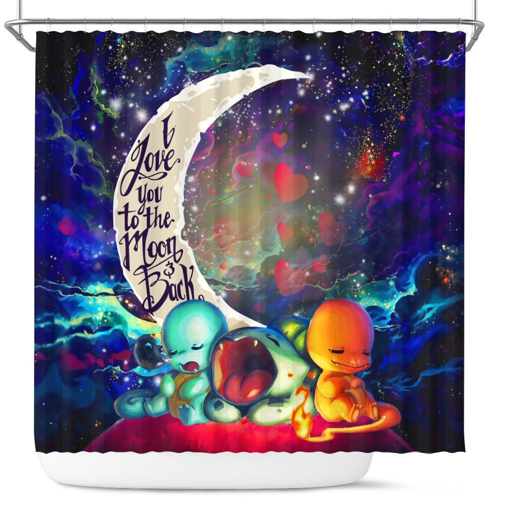 Cute Pokemon Galaxy Shower Curtain - Sleep Love You To The Moon