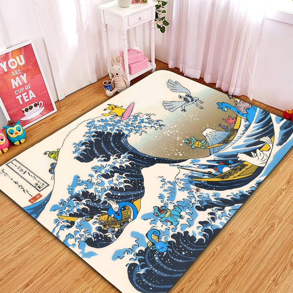 Pokemon Great Wave Rectangle Rug for Home Room Decor Carpet Pokemon