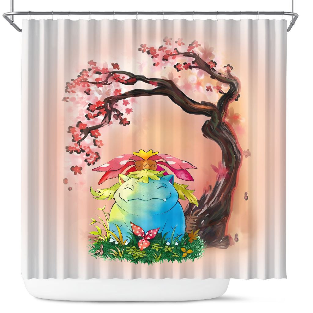 Cherry Blossom Pokemon Venusaur Shower Curtain from Japan