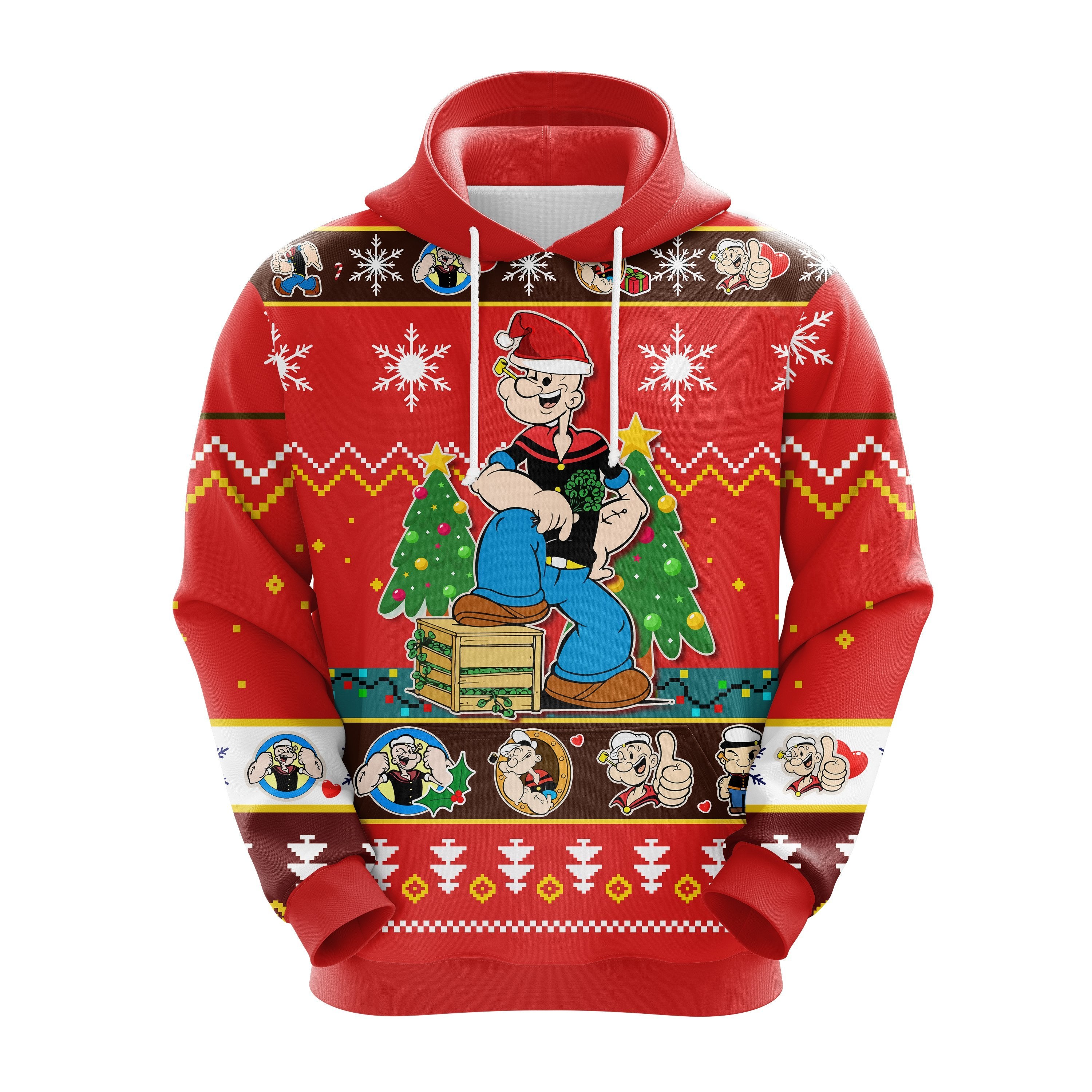 Popeyes Christmas Noel Ugly Hoodie Gift Idea for Thanksgiving Holidays