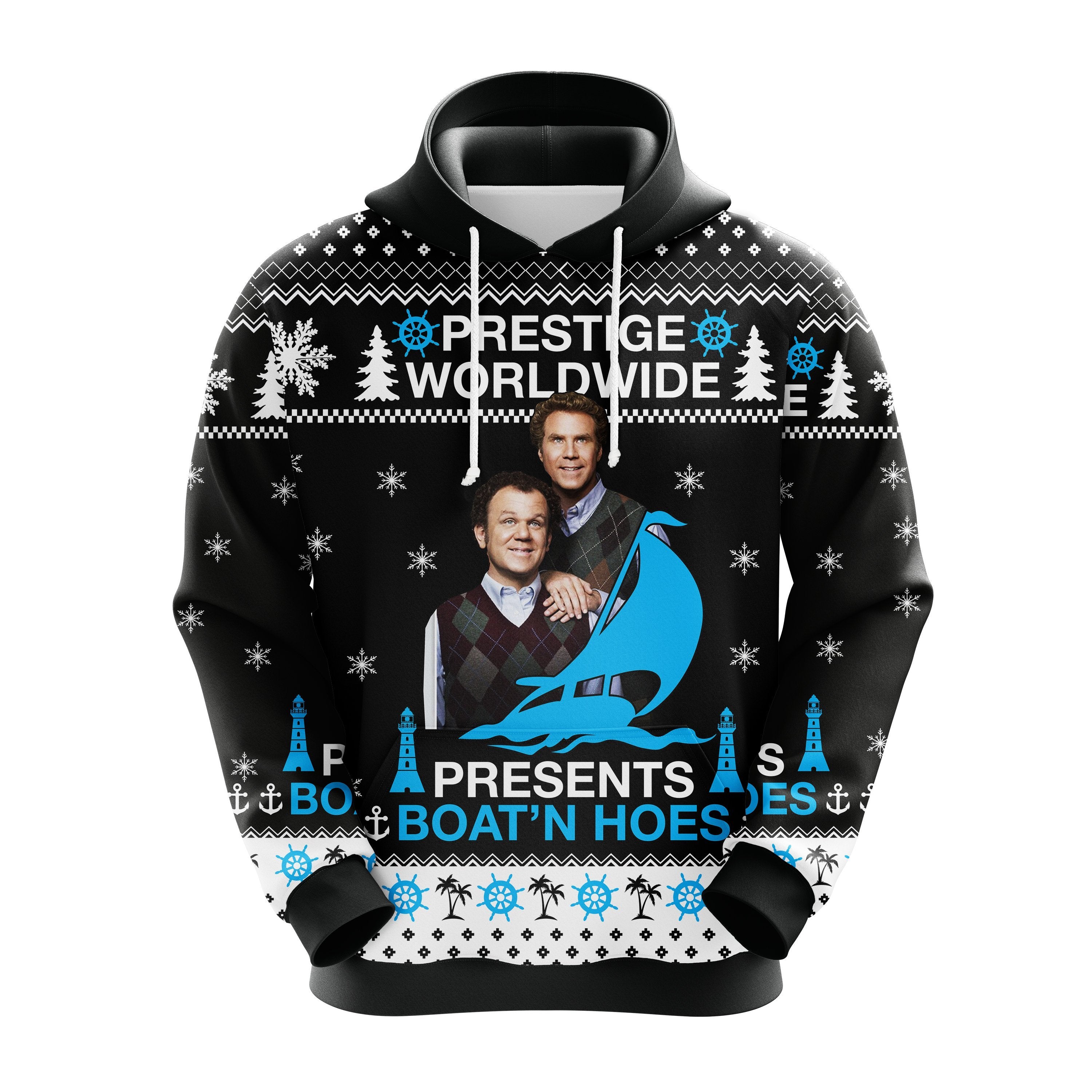 Cute Christmas Ugly Hoodie Gift Idea for Boat Lovers