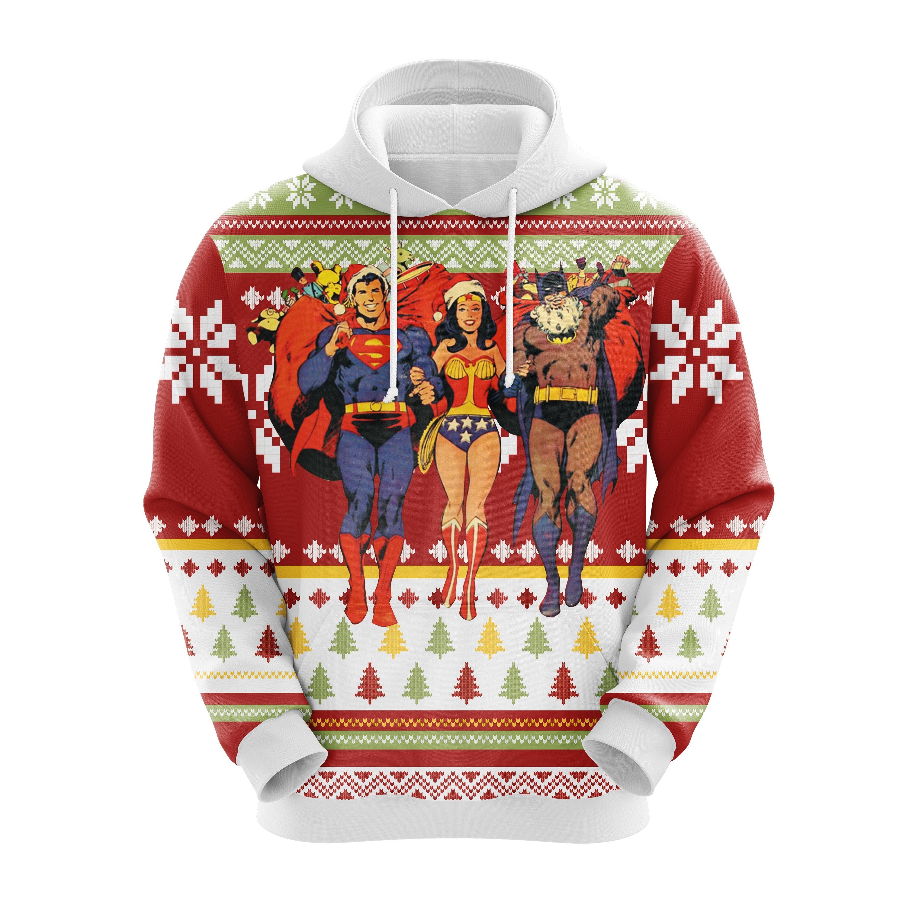 Superman Batman Wonder Woman Christmas Hoodie Cute Noel Gift Idea