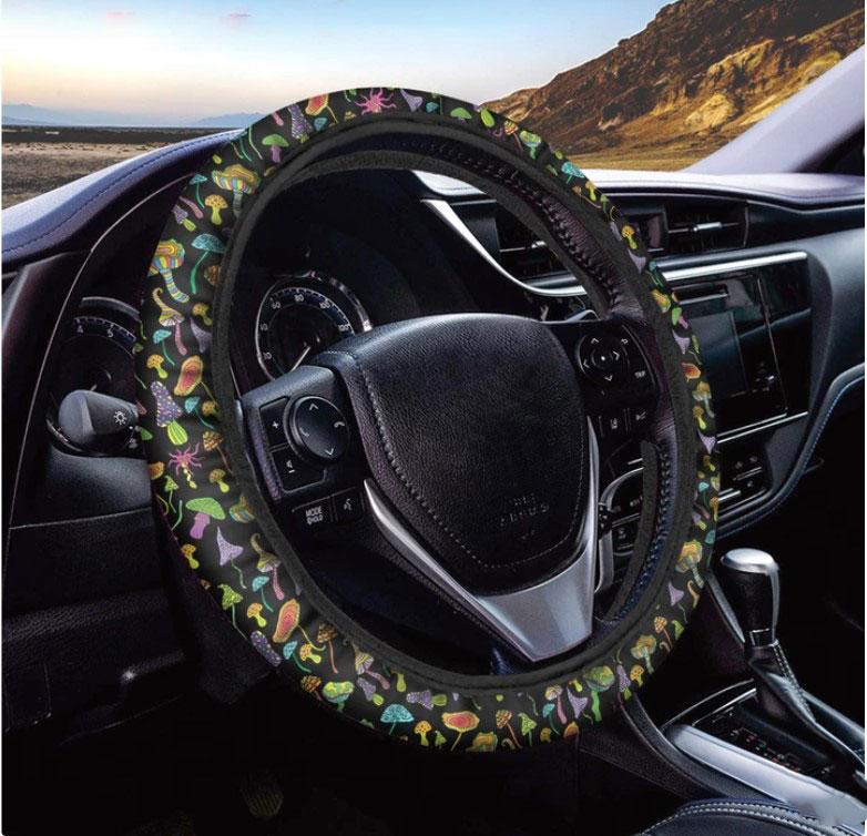 Psychedelic Mushroom Pattern Car Steering Wheel Cover