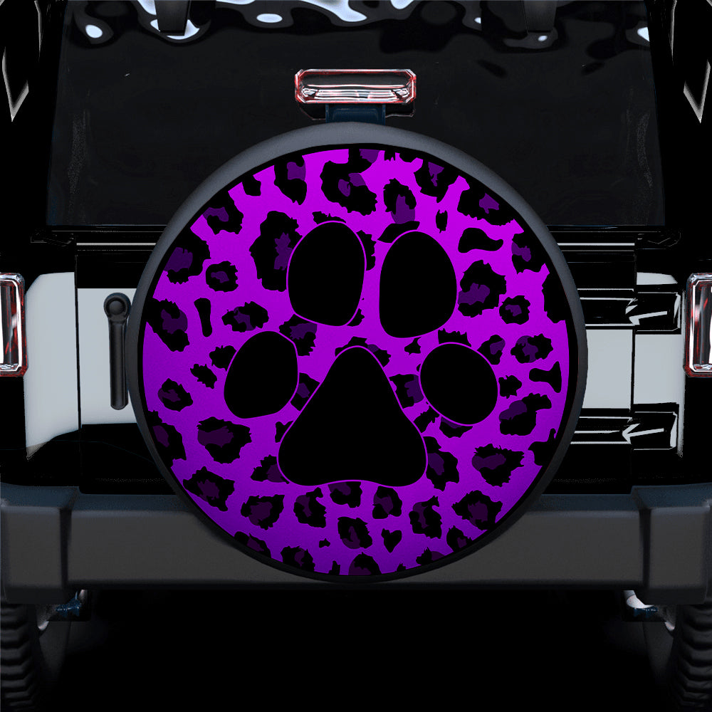 Cute Purple Cheetah Leopard Dog Paw Tire Cover for Jeep Campers
