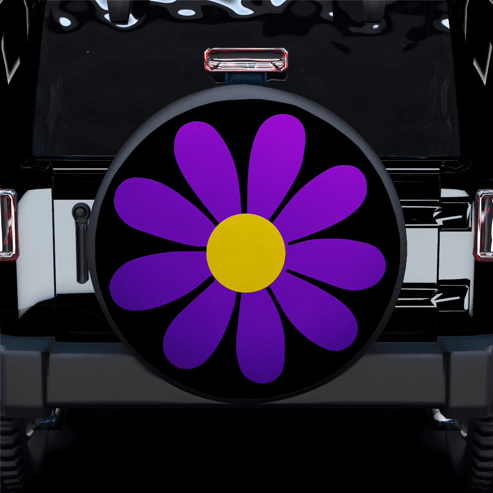 Purple Daisy Flower Spare Tire Covers for Jeep Campers Gift