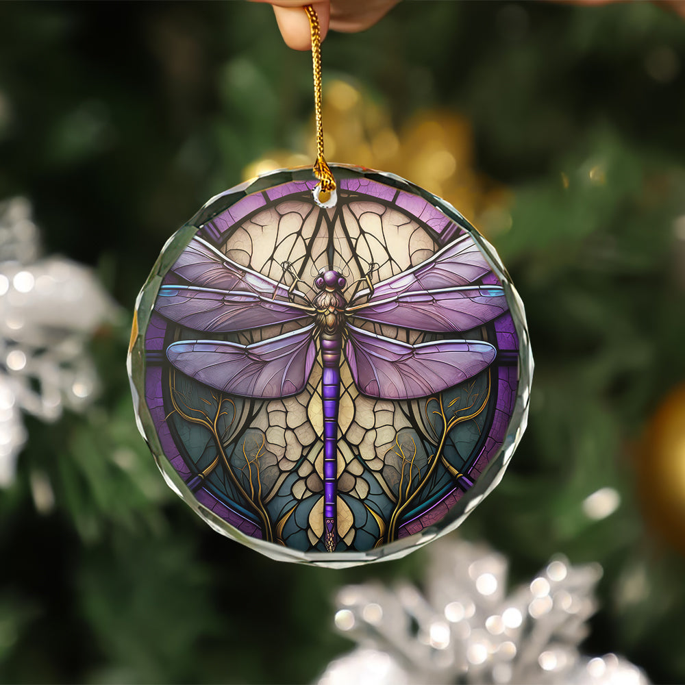 Purple Dragonfly Stained Glass Christmas Ornament Holiday Gift