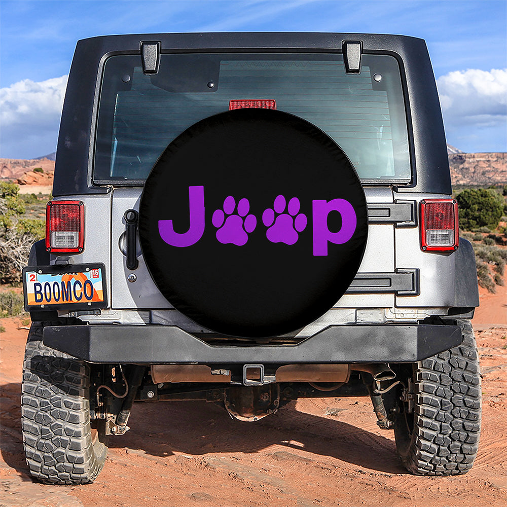 Purple Jeep Spare Tire Covers with Dog Paws for Campers